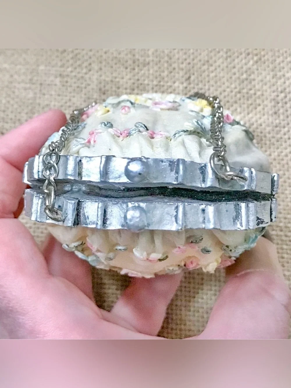 Vintage Floral Purse Figurine Romance Feminine Cottagecore Grandmacore Granny